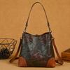 Johnature Retro Embossed Bucket Bag Large Capacity Handmade Women's Bag Versatile Shoulder Crossbody Bags