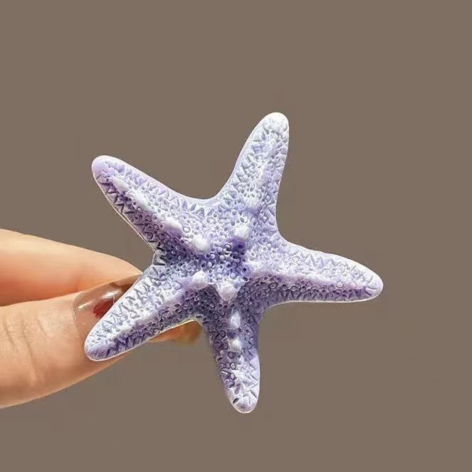 Energetyczna Klips do Włosów Żółta Rozgwiazda w Stylu Plażowym - Uroczy Wakacyjny Dodatek dla Dziewczynek