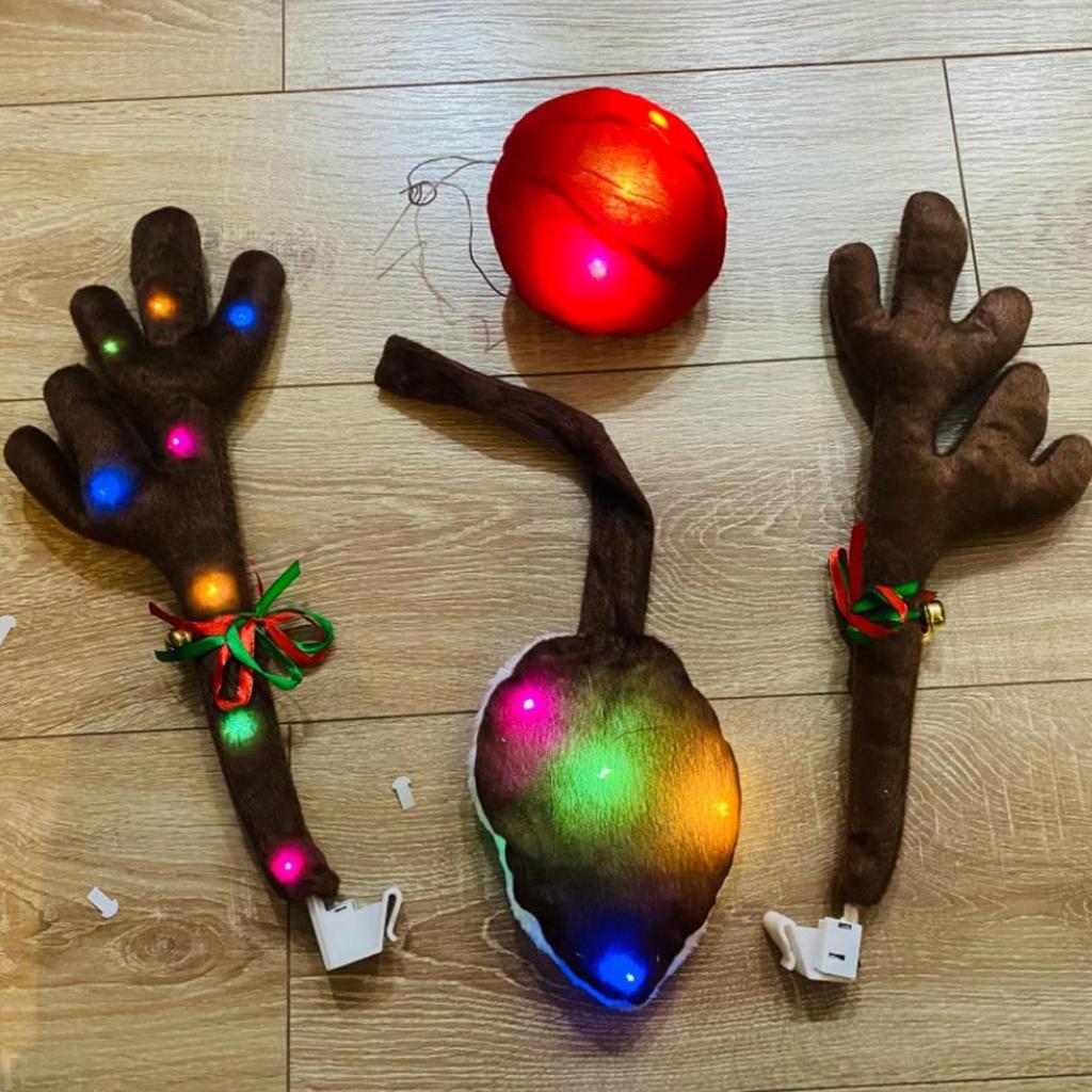 Car Reindeer Antler Set Christmas Decoration LED Luminous Antlers Ornaments LED Luminous Car Reindeer Antlers Christmas Decor