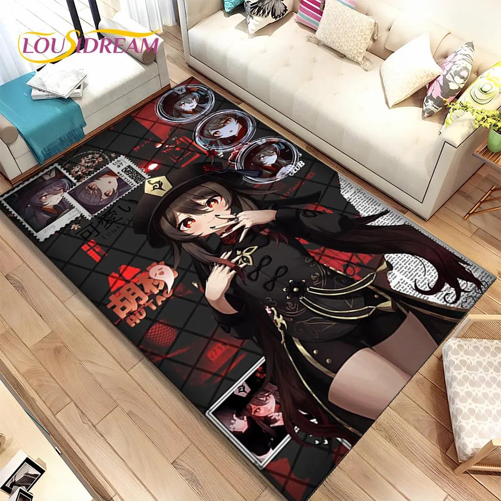 Alfombra de área de juego de dibujos animados de Genshin Impact, Alfombra para el hogar, sala de estar, dormitorio, sofá, felpudo, decoración de cocina, alfombra de piso antideslizante para niños