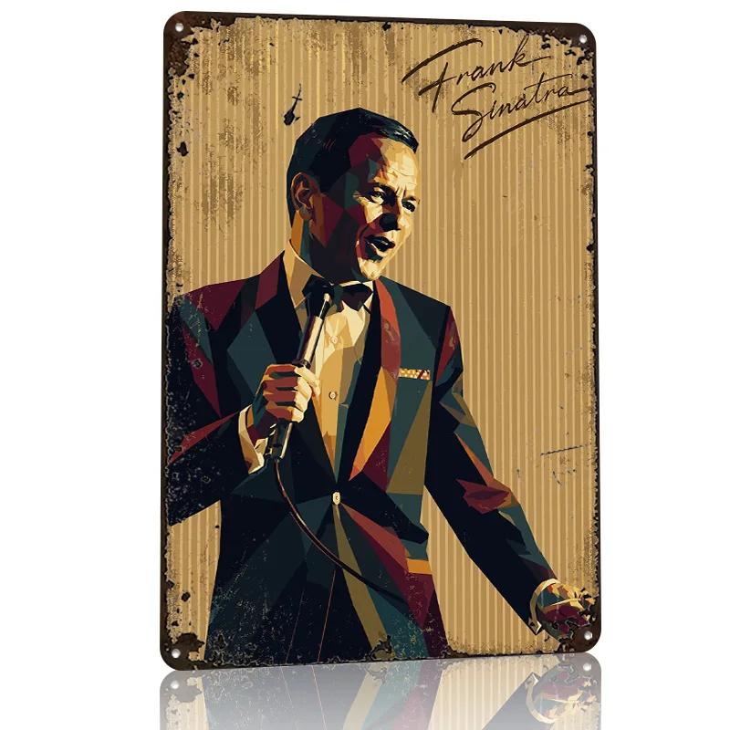 Frank Sinatra Vintage Plakat Retro D Drukowane Metalowe Znaki Spersonalizowane Wiszące na Ścianę Prezent do Dekoracji Akcesoria do Sypialni Dom