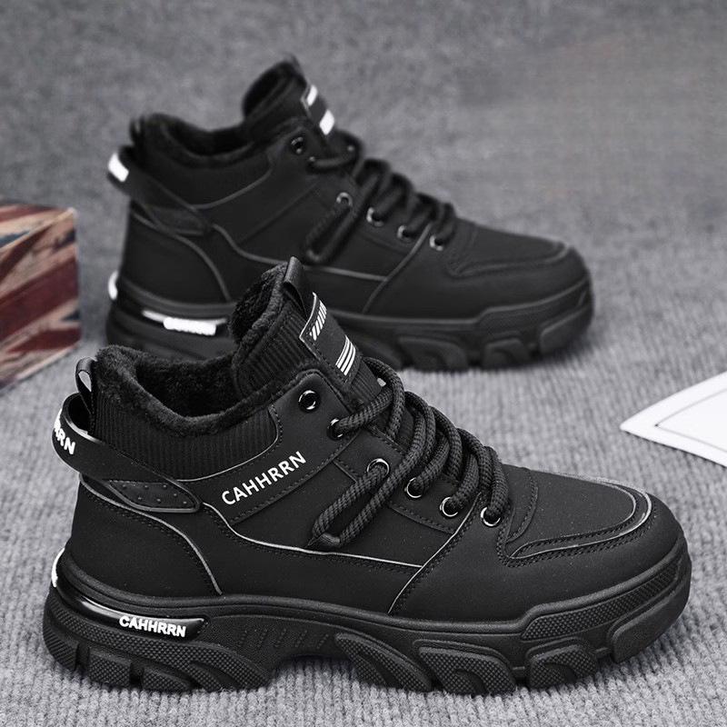 Men's High-Top Autumn 2025 British Workwear & Sports Boots – Trendy, Fleece-Lined, Winter Cotton Shoes