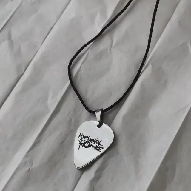My Chemical Romance Cosplay Stainless Steel Necklace Men Women Rock Band Guitar Pick Pendant Choker Jewelry Accessories Gifts