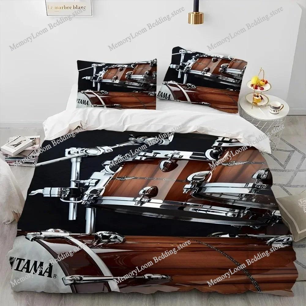 Art Style Unique Drum Kit Music Instruments Guitar Bedding Set Queen/King Size Duvet Cover Comforter Soft Bed Sheet Set Decor