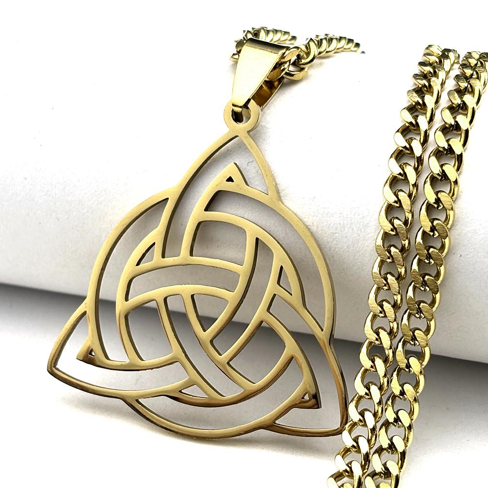 Witch Celtic Knot Triquetra Trinity Hollow Necklace Women Stainless Steel Men Amulet Necklaces Jewelry Nudo De Bruja N3217S03