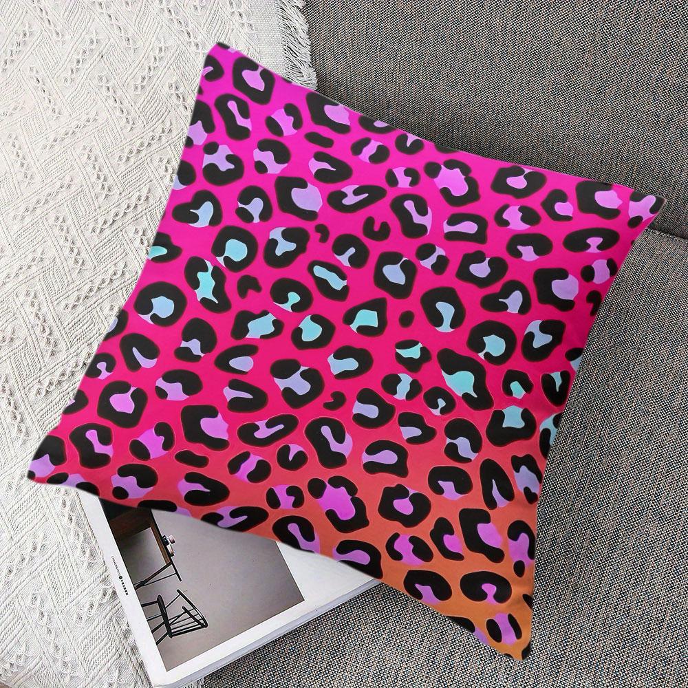 Neon Leopard Square Jacquard Pillow Cover for Sofa Office Waist Cushion Cover Home Decorative Pillowcase