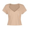 Women's Top Slim Fitting T-Shirt V-Neck Top With Bottom Short Sleeved Sexy Solor Top T-shirt