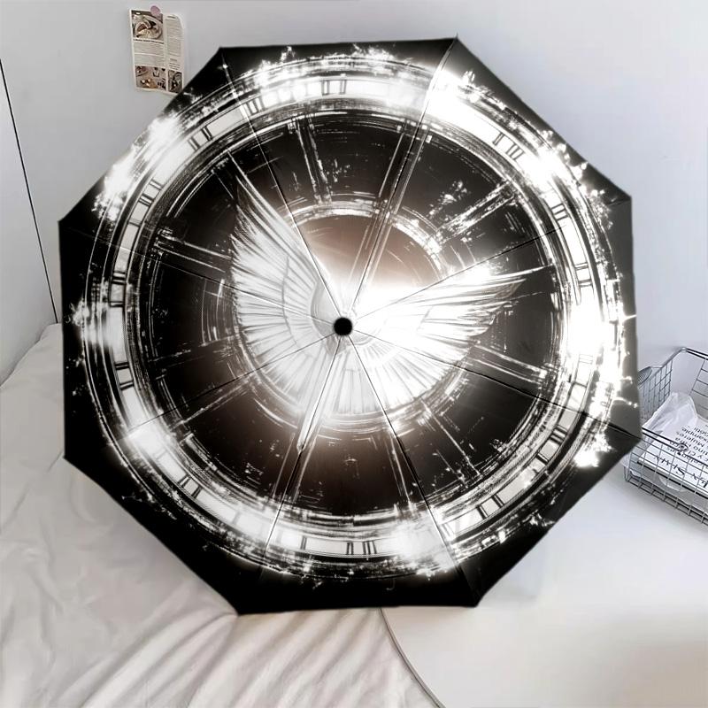Shiny Wings  pattern, automatic folding umbrella, portable and foldable design, 8 ribs, a Christmas or birthday gift.