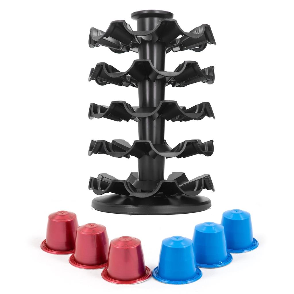 360 Degree Rotating Capsule Display Stand Coffee Pod Storage Rack Holder Household SuppliesBlack