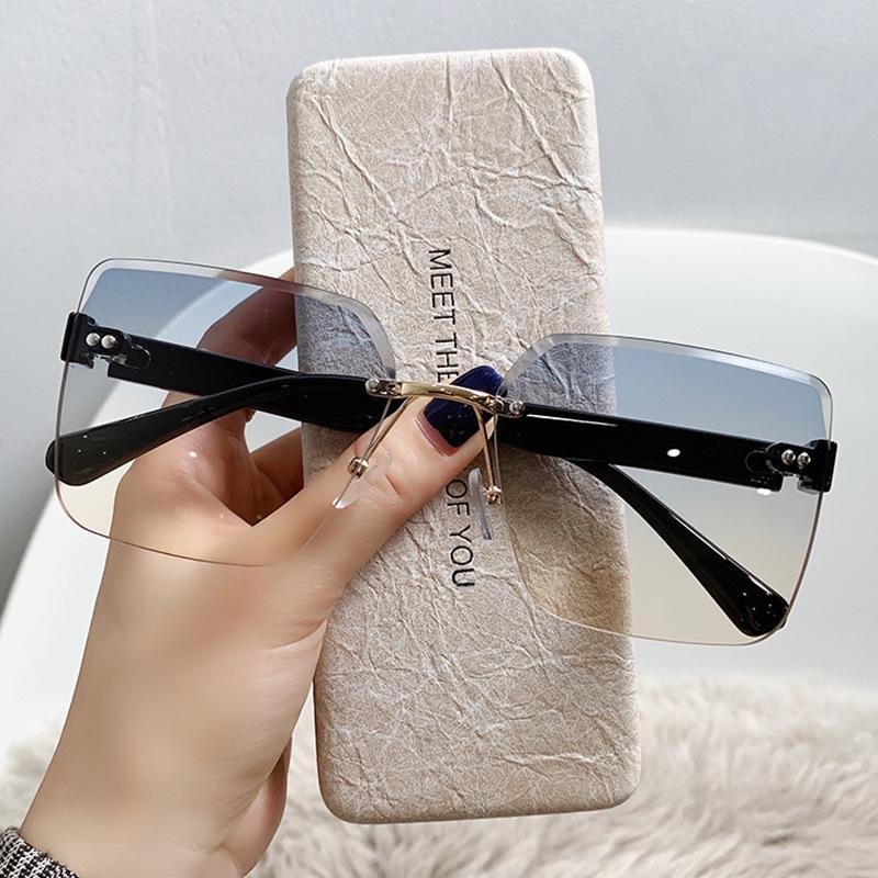 Okulary przeciwsłoneczne bez oprawek, damskie okulary przeciwsłoneczne na lato, Tide Big Face, cienkie okulary przeciwsłoneczne z filtrem ultrafioletowym