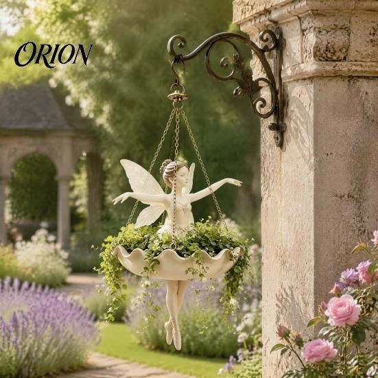 Small Herbaceous Plant Container Ballet Dancer & Mermaid Hanging Planter, Resin Shell-Shaped Flower Pot with Metal Chains, Lightweight Basket