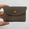 Top Grain Leather Snap Closure Coin Purse & ID Holder, Mini Lychee Pattern Card Holder for Men & Women