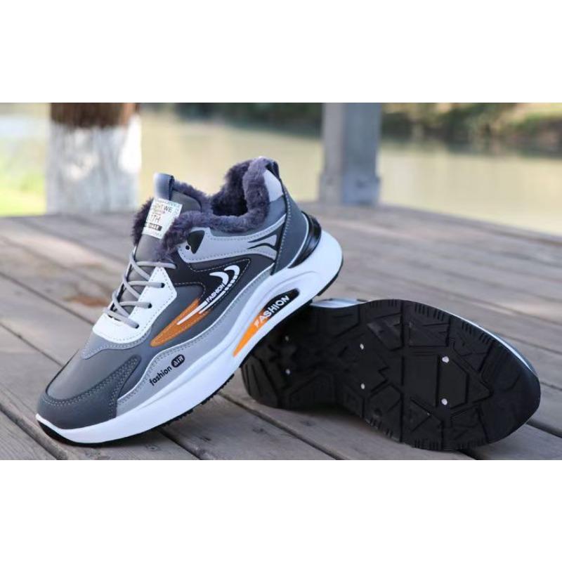 Cotton Shoes for Men, Fleece-lined Thickened Sports Shoes, Trendy Versatile Thick-sole Anti-slip Casual Shoes, Men's Running Shoes.