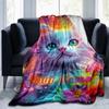 1PC Custom Name Rainbow Kitten Fantasy Blanket Versatile,all-season Throw Suitable for the Living Room,bedroom,camping,travel,and Gift