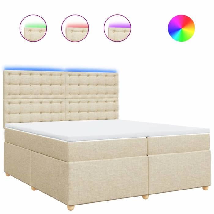 Maison Exclusive - Sommier à lattes de lit avec matelas Crème 200x200 cm Tissu