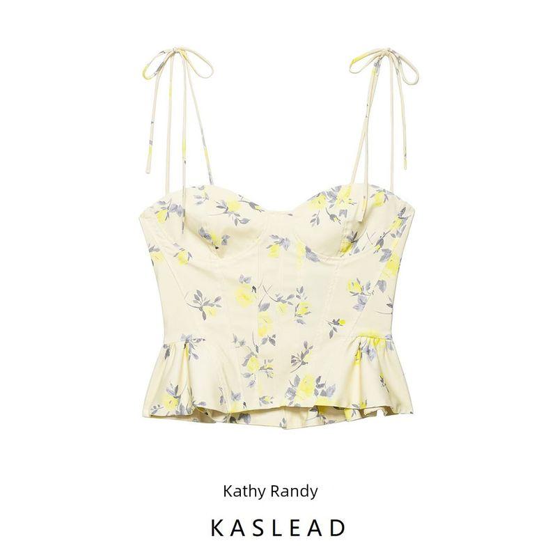 Kaslead New Women Clothes Western Style Simple and Versatile Flowers Print Poplin Top 3152115 119