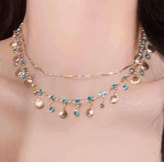 Blue zircon shell necklace and customized Jewelry Boxes and Thank-You Cards with logo drop shipping