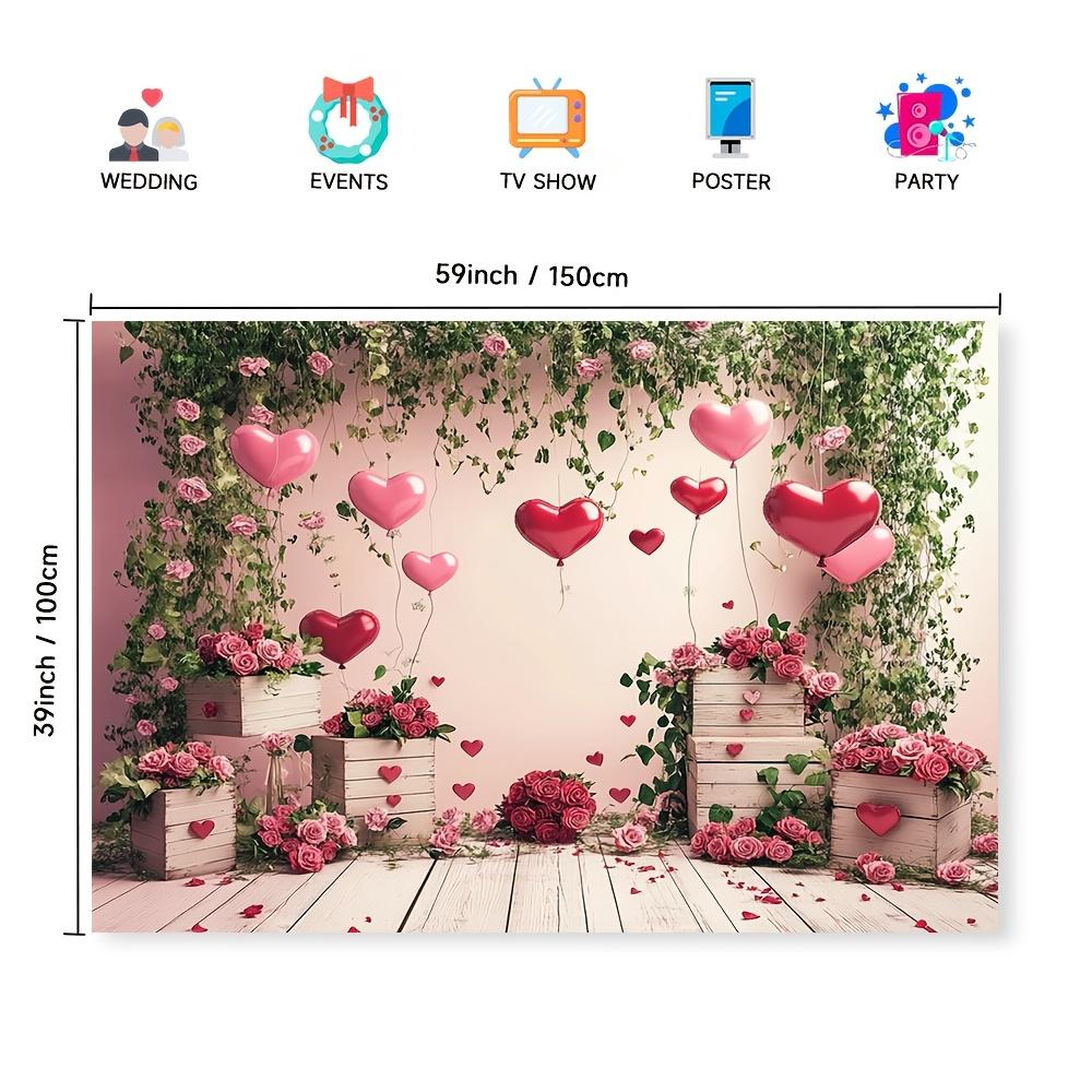 1 romantic Valentine's Day-themed background - pink and white floral heart-shaped design Valentine's Day decoration
