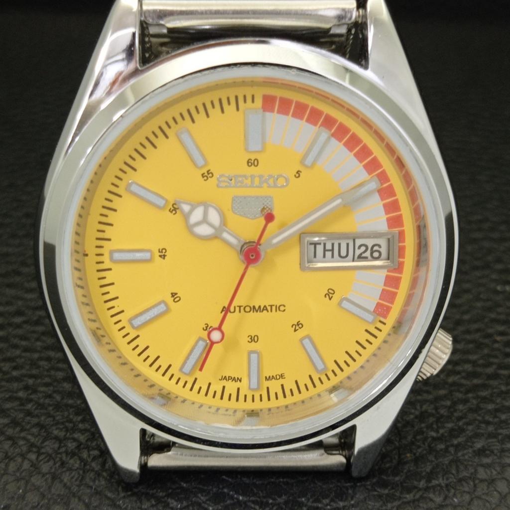 VINTAGE REFURBISHED SEIKO 5 AUTOMATIC 6309A JAPAN MENS YELLOW WATCH A441127-4 Sk-a441127