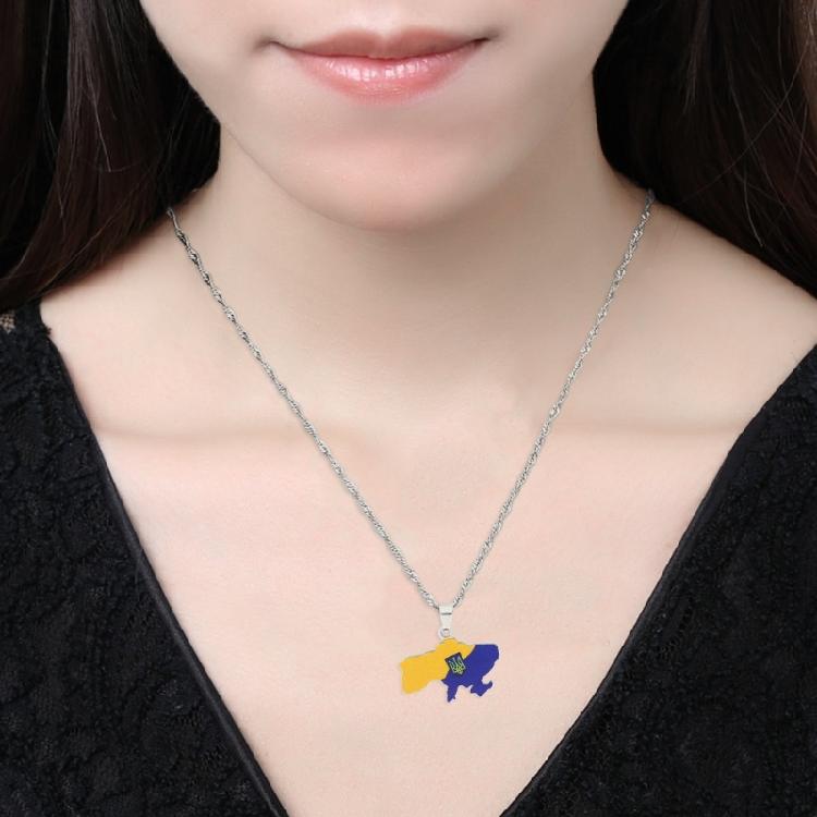 Titanium Steel Ukraine Map Pendant Necklace Ukrainian Jewelry With Chain