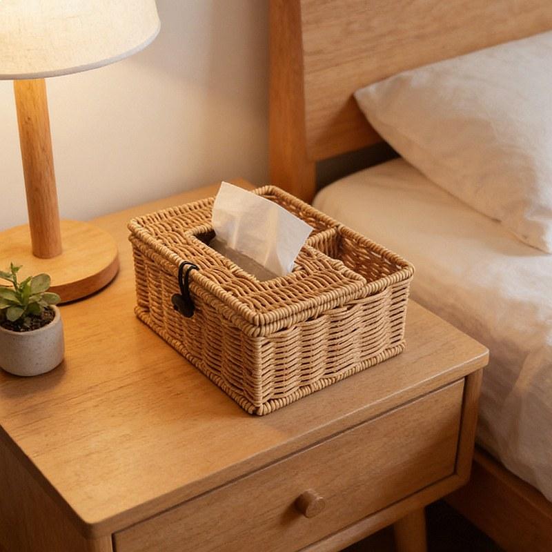 Handmade Woven Tissue Box Cover for Living Room Hotel Bedroom Bathroom Napkin Holder