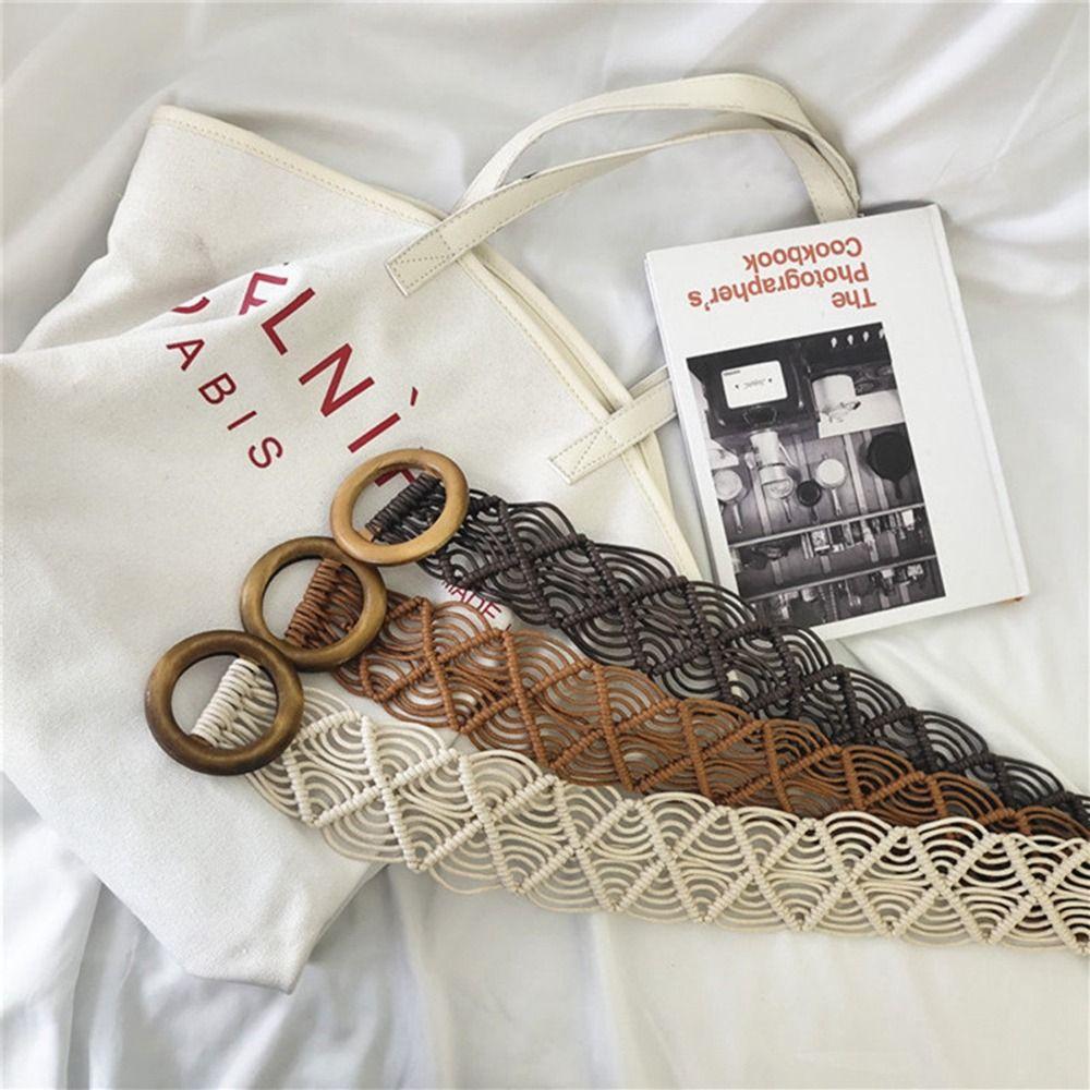 Wax Rope All-match Waist Rope Braided Belt Ethnic Style Belts Women Waist Chain Round Wooden Button