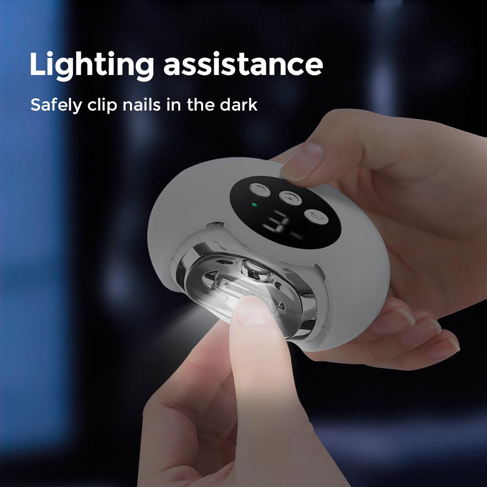 Profesjonelt elektrisk negleklippersett for tykke negler Anti-sprut Skarp trimmer Neglepedikyr Manikyrverktøy for menn og kvinner