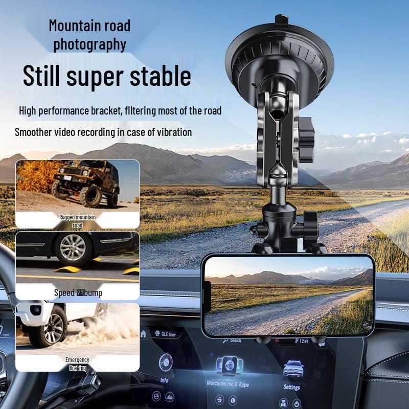 Dual-Function Car Phone Holder with Strong Suction & Adjustable Aluminum Clip