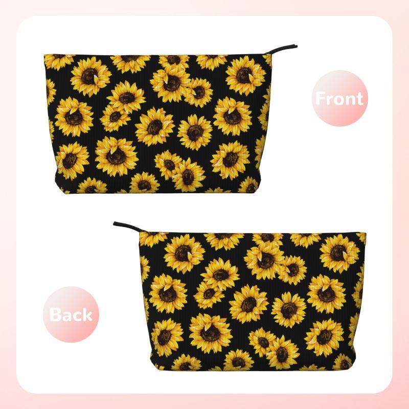 Custom Sunflower Pattern Toiletry Bag Women Cosmetic Bags Makeup Organizer Lady Portable Storage Dopp Kit Case