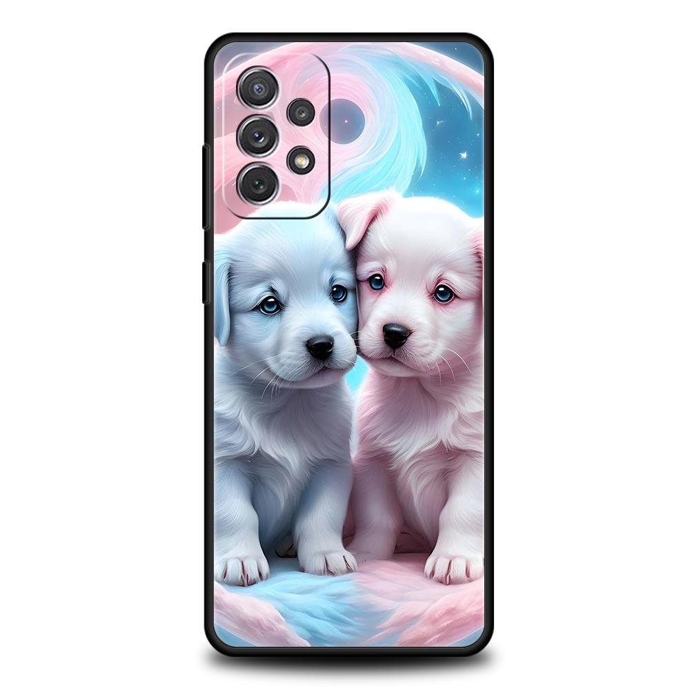 Cute Little Dog Phone Case for Samsung Galaxy A55 A35 A17 A07 A15 A13 A25 A51 A71 A72 A73 A32 A52 A52S A41 5G Soft TPU Shell Bag