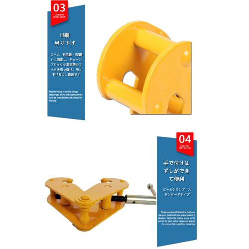 1 ton Beam Clamp, Beam Width 75-220mm, Hanging Clamp, Temporarily hangs chain blocks and hoists from H-beam and I-beam beams. Hanging Clamp [1 ton]