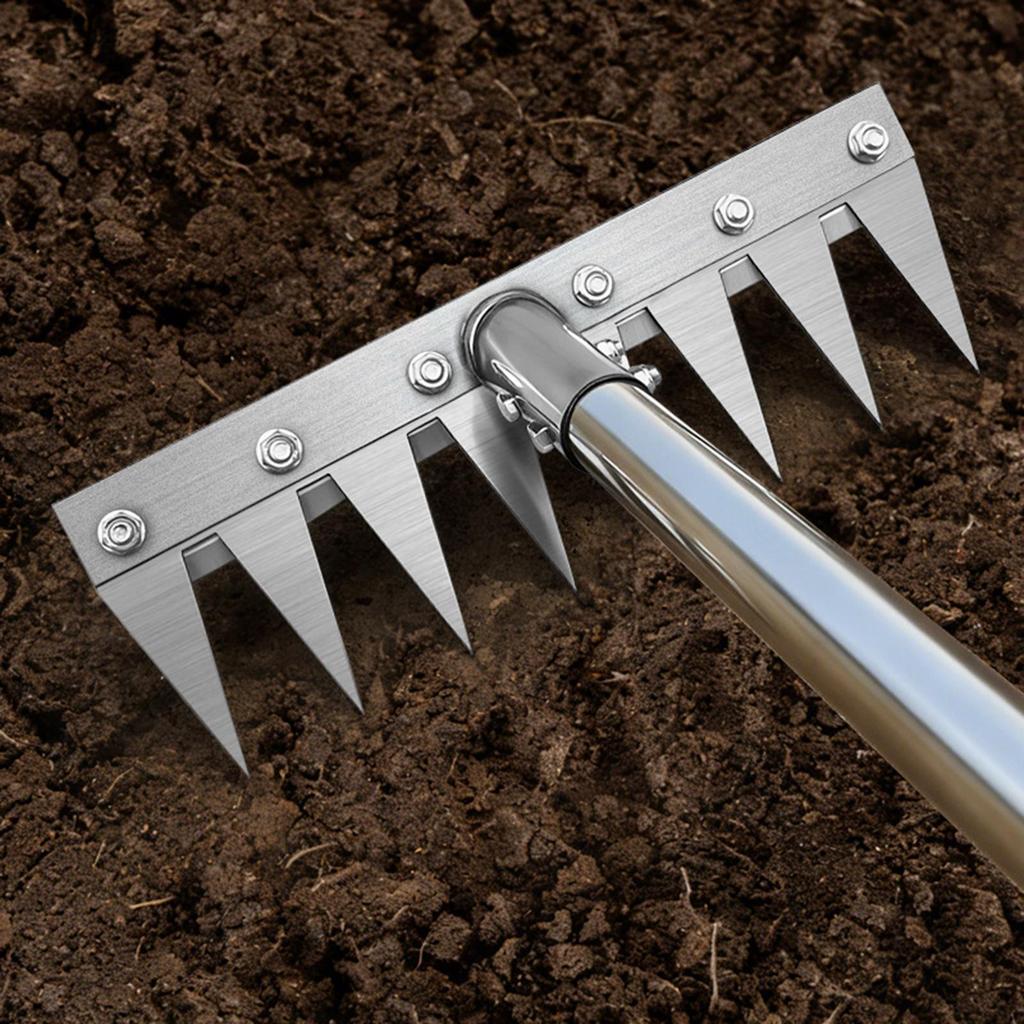 Stainless Steel Gardening Uprooting Weeding Rake Detachable Handle Weed Removal Device for Farm Lawn and Garden Tools