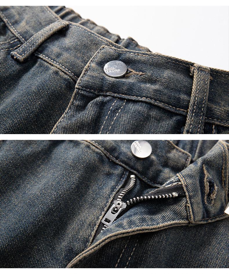 Calças Jeans Retas Largas Estilo Retro Hong Kong Lavadas Micro-Flare Comprimento Total para Homens e Mulheres - Calças Casuais de Trabalho