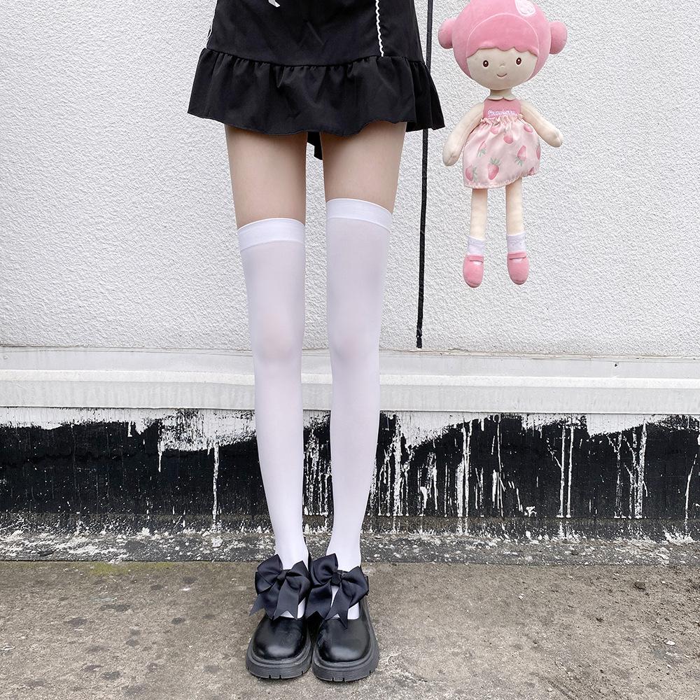 

JK Japanese-style cute long over-the-knee calf socks, anti-snagging, trendy black stockings, high-tube thin lace socks One-size-fits-all, simple білий