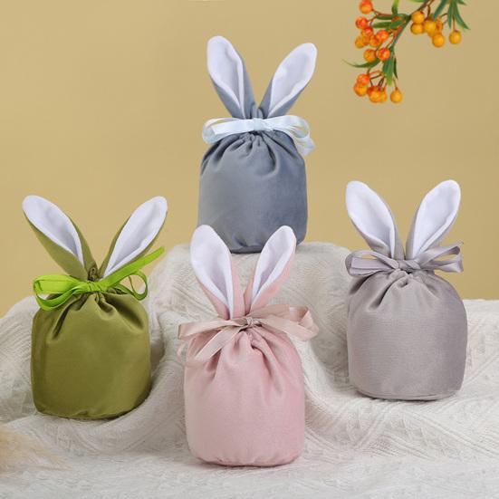 Easter Candy Bag Super Soft Bunny Ears Design Fine Texture Non-Fading Wear Resistant Decorative Easter Rabbit Candy Storage Bag Gift Pouch Decoration