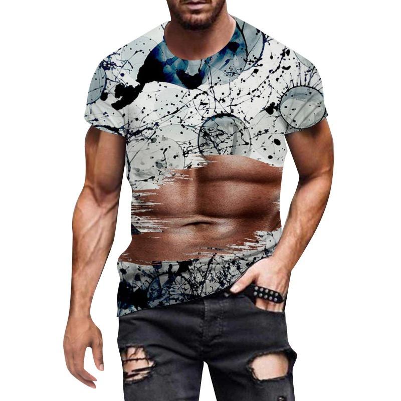 Men's Muscle T-shirt 3D Printed Bodybuilding Fitness T-shirt Top Fashionable Sports Fitness Shirt