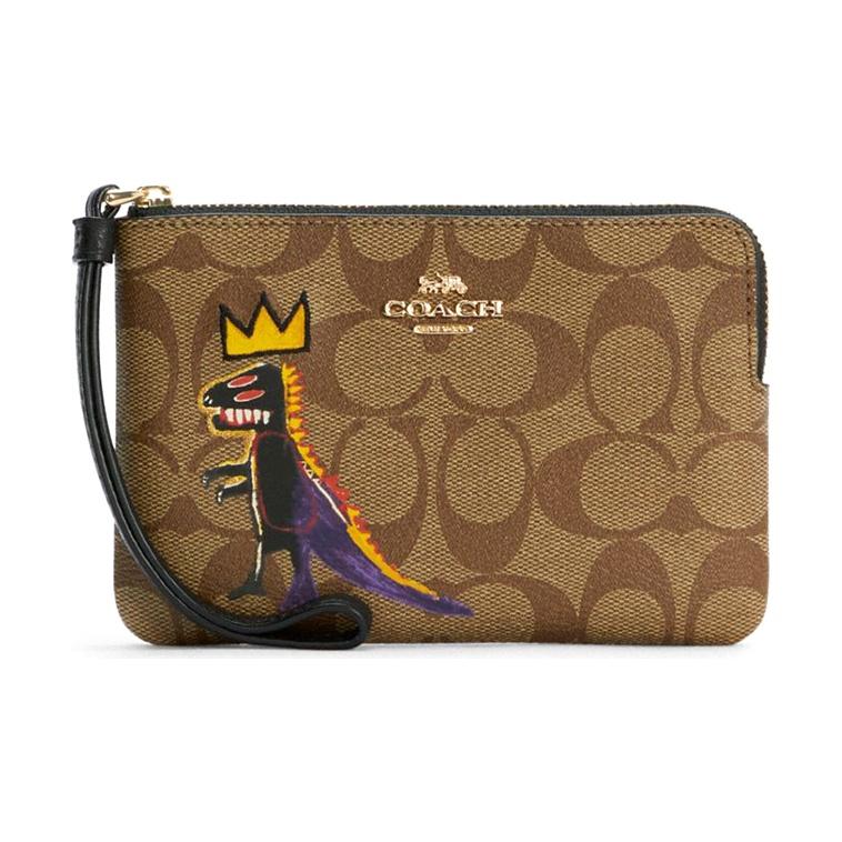 

Coach X Basquiat Collaboration Corner Zip 16 Graffiti Double Zipper Leather Wristlet Wallet Small Women wallet Khaki C5990-IME7V Basic Set (Bag+Dust Bag)