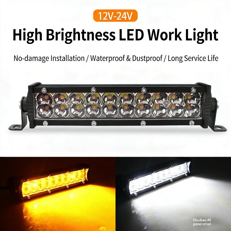 8.5 Inch Slim LED Light Bar For Truck Tractor, Small LED Pods Off Road Driving Auxiliary Fog Lights 60W 6000lm, Waterproof
