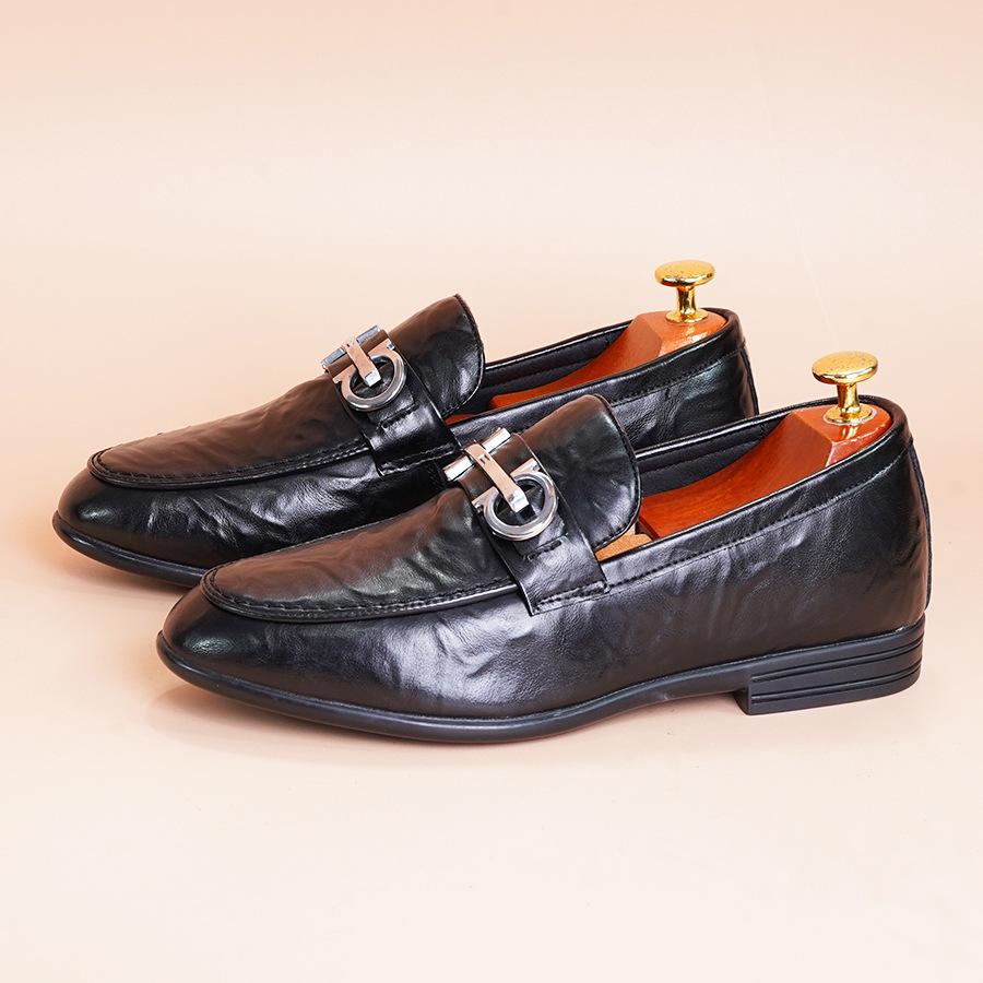 

Обувь Doudou мужская из натуральной кожи, весенние новые повседневные кожаные туфли, мужская корейская версия британских ленивых мокасин с одной педалью 44