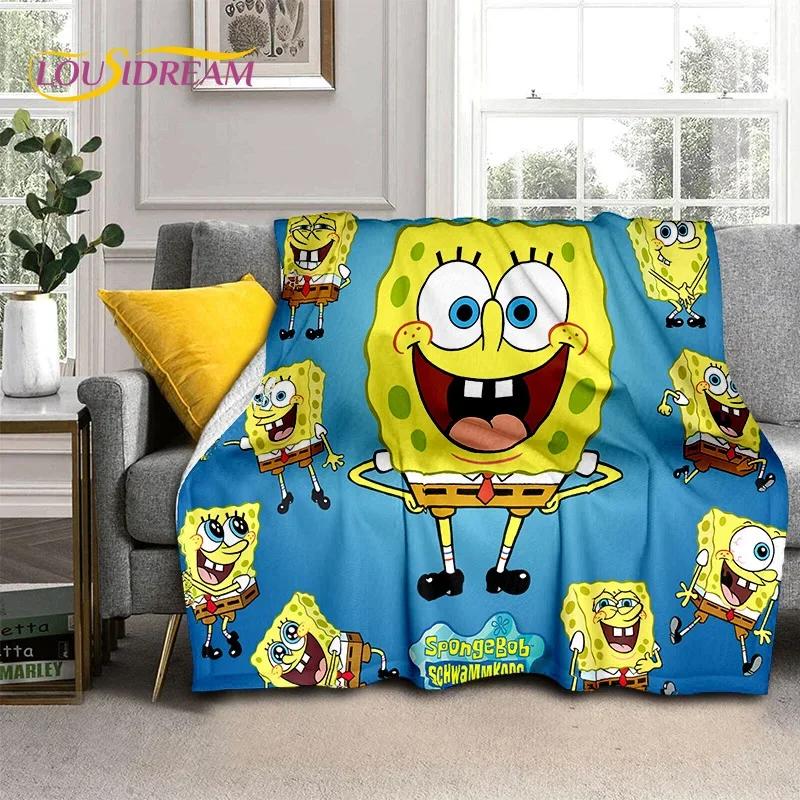 Funny S-SpongeBob Patrick Star Cartoon Soft Flannel Blanket for Beds Bedroom Sofa Picnic,Throw Blanket for Outdoors Leisure Gift