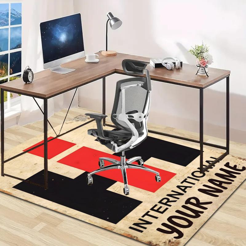 Farmall International Harvester Design Area Rug Personalized Name- Non-Slip, Soft & Cozy Floor Mat for Living Room, Office - Indoor/Outdoor Carpet