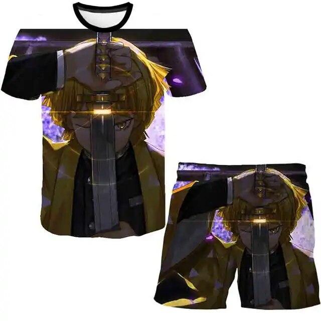 Baby Demon Slayer T shirt Clothes Summer Boys Clothing Sets Fashion T shirt+Short Pants 2pcs Suit Children Clothes Streetwear