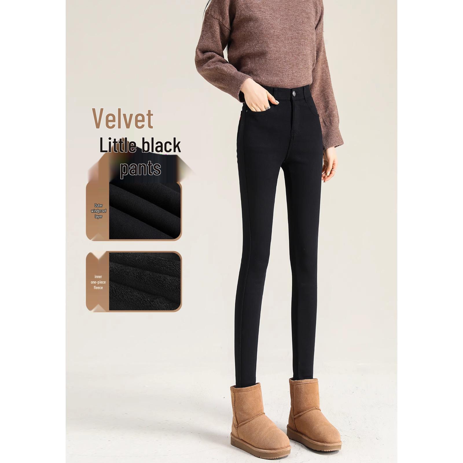 

Women s 2024 Black High-Waisted Fleece-Lined Leggings: Slimming and Warm Winter Cotton Pants 2XL (Suitable for 126-135 lbs)