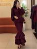 Elegant Spring Rhinestone Top & Skirt Set - European and American Fashion 2026