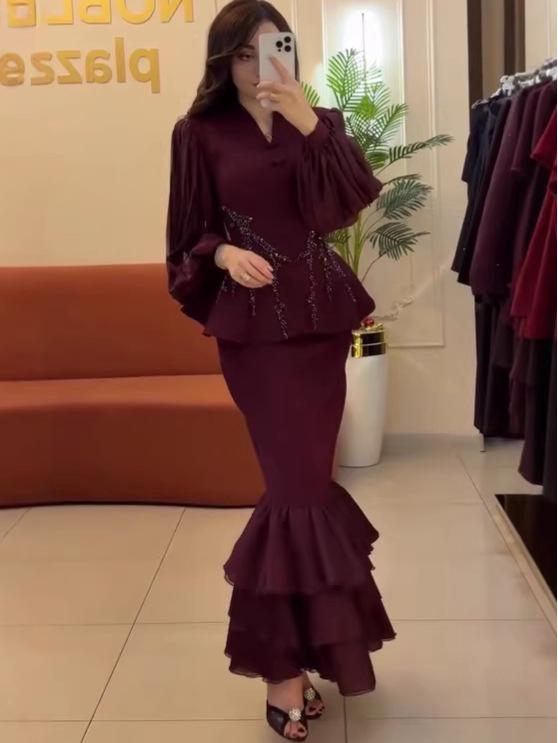 Elegant Spring Rhinestone Top & Skirt Set - European and American Fashion 2026