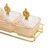 Condiment Tray Serving Platter with Lidded Bowls Divided Snack Dishes Rack Fruit Dessert Organizer
