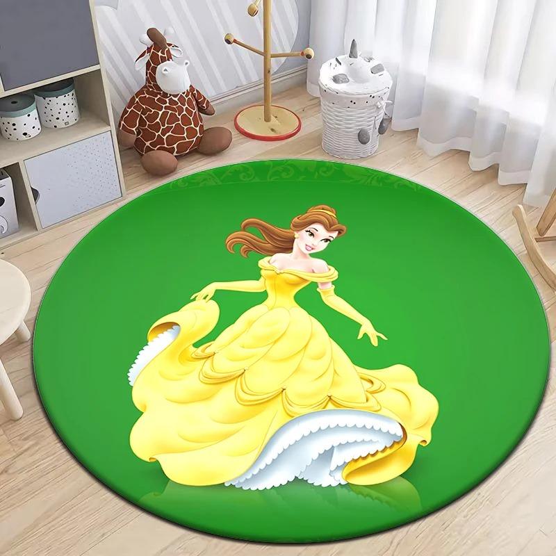 Disney Princess Cartoon Circular Mat HD Printed Bedroom Balcony Entrance Door Sofa Non-slip Carpet Home Decoration Rug