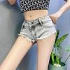 European/American Style Spicy Low-Waist Frayed Denim Shorts - Women's Sexy Loose A-Line Wide-Leg Design