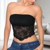 Crop Top a Tubo Trasparente Floreale in Pizzo da Donna