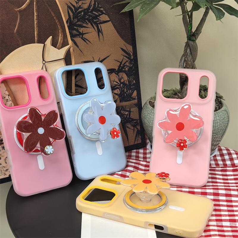 Korean Style Floral Rotating Magnetic Phone Holder with Detachable Telescopic Back Sticker for Hands-Free Viewing, New Model.